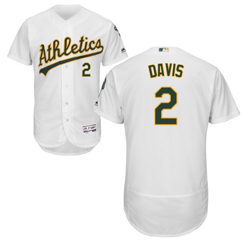 Men's Majestic Oakland Athletics #2 Khris Davis White Flexbase Authentic Collection MLB Jersey