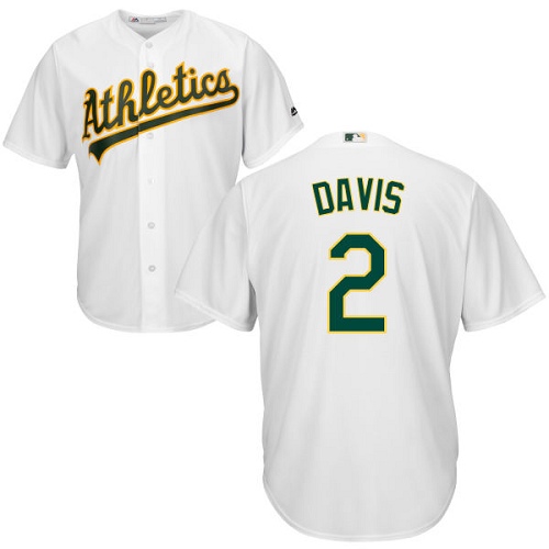 Men's Majestic Oakland Athletics #2 Khris Davis Replica White Home Cool Base MLB Jersey
