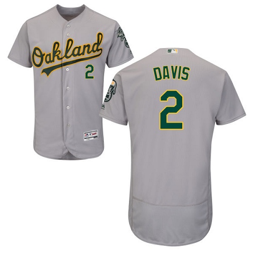 Men's Majestic Oakland Athletics #2 Khris Davis Grey Flexbase Authentic Collection MLB Jersey