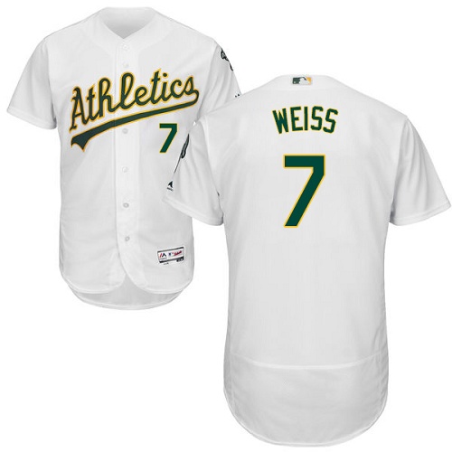 Men's Majestic Oakland Athletics #7 Walt Weiss White Flexbase Authentic Collection MLB Jersey