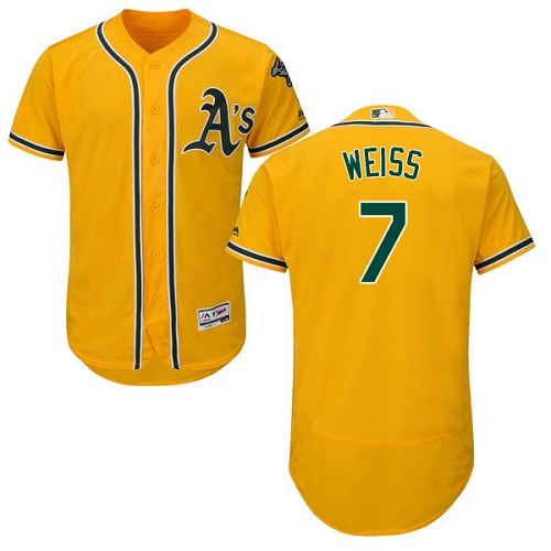 Men's Majestic Oakland Athletics #7 Walt Weiss Gold Flexbase Authentic Collection MLB Jersey