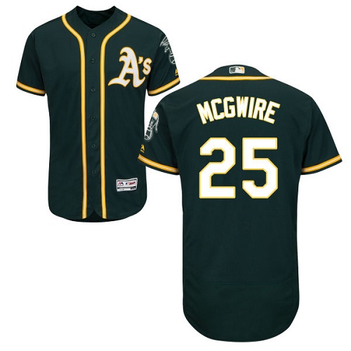 Men's Majestic Oakland Athletics #25 Mark McGwire Authentic Green Alternate 1 Cool Base MLB Jersey