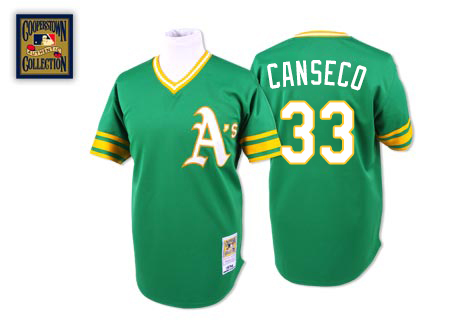 Men's Mitchell and Ness Oakland Athletics #33 Jose Canseco Replica Green Throwback MLB Jersey