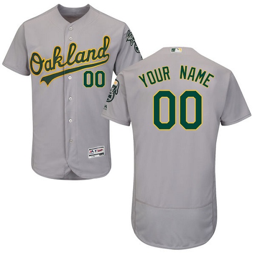 Men's Majestic Oakland Athletics Customized Grey Flexbase Authentic Collection MLB Jersey