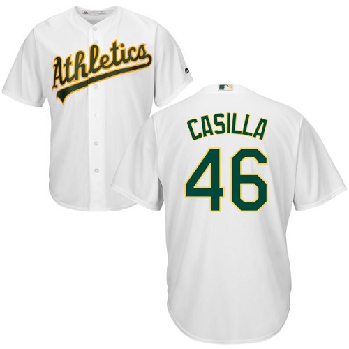 Youth Majestic Oakland Athletics #46 Santiago Casilla Authentic White Home Cool Base MLB Jersey