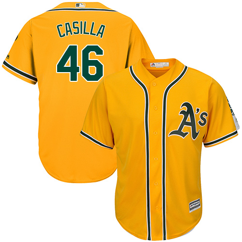 Youth Majestic Oakland Athletics #46 Santiago Casilla Replica Gold Alternate 2 Cool Base MLB Jersey