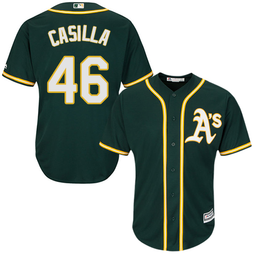 Youth Majestic Oakland Athletics #46 Santiago Casilla Authentic Green Alternate 1 Cool Base MLB Jersey