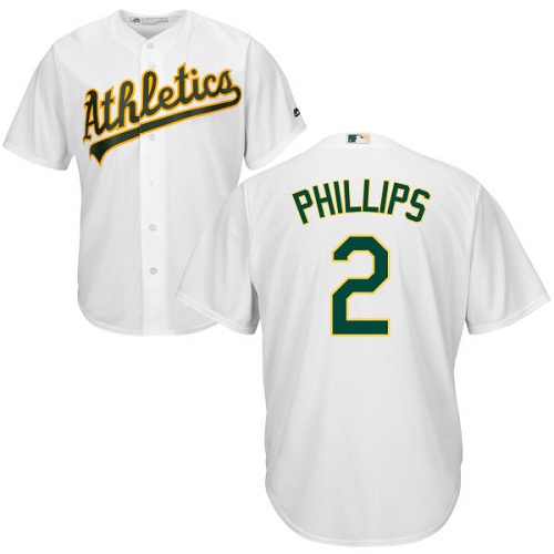Youth Majestic Oakland Athletics #2 Tony Phillips Authentic White Home Cool Base MLB Jersey