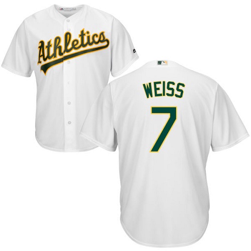 Youth Majestic Oakland Athletics #7 Walt Weiss Replica White Home Cool Base MLB Jersey