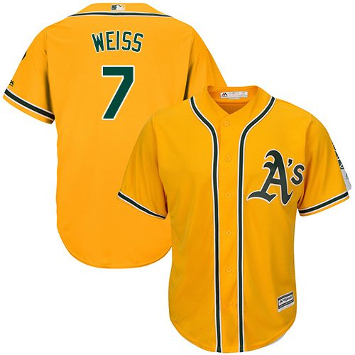 Youth Majestic Oakland Athletics #7 Walt Weiss Authentic Gold Alternate 2 Cool Base MLB Jersey