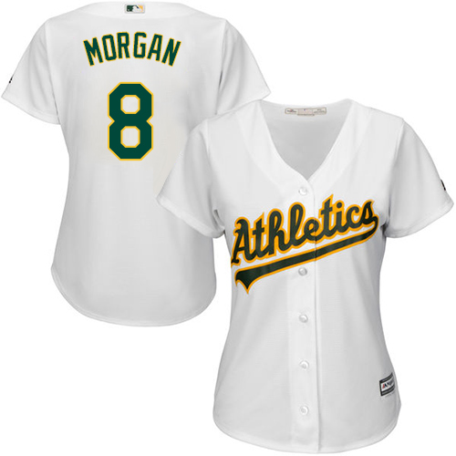 Women's Majestic Oakland Athletics #8 Joe Morgan Authentic White Home Cool Base MLB Jersey