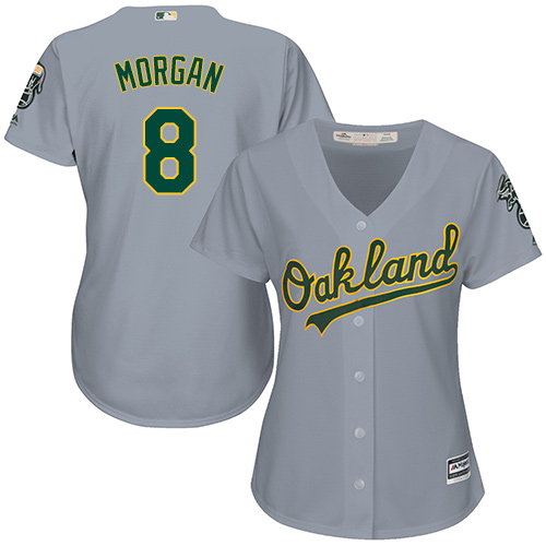 Women's Majestic Oakland Athletics #8 Joe Morgan Authentic Grey Road Cool Base MLB Jersey