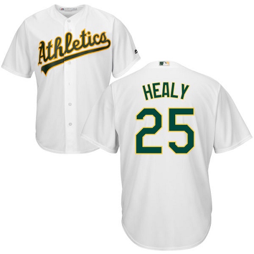 Men's Majestic Oakland Athletics #25 Ryon Healy Replica White Home Cool Base MLB Jersey