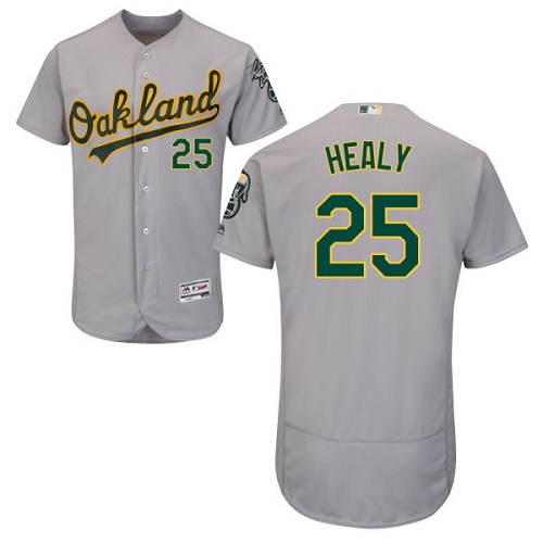 Men's Majestic Oakland Athletics #25 Ryon Healy Grey Flexbase Authentic Collection MLB Jersey