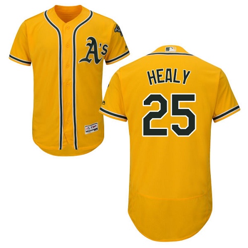 Men's Majestic Oakland Athletics #25 Ryon Healy Gold Flexbase Authentic Collection MLB Jersey