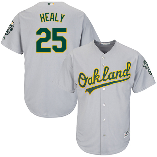 Youth Majestic Oakland Athletics #25 Ryon Healy Authentic Grey Road Cool Base MLB Jersey