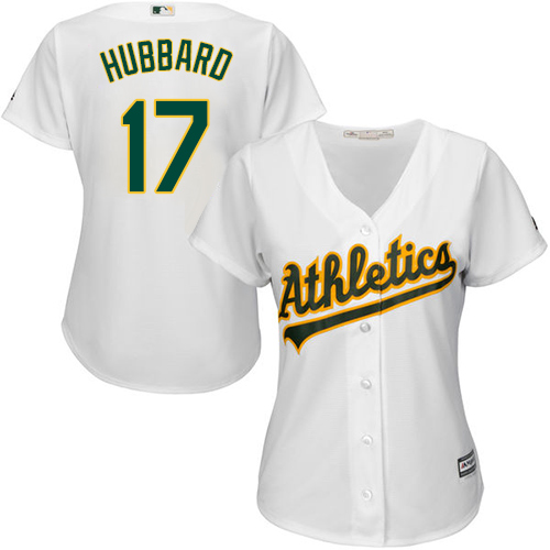 Women's Majestic Oakland Athletics #17 Glenn Hubbard Authentic White Home Cool Base MLB Jersey