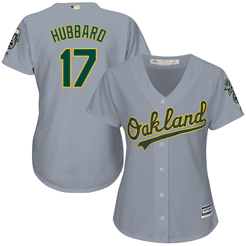 Women's Majestic Oakland Athletics #17 Glenn Hubbard Authentic Grey Road Cool Base MLB Jersey