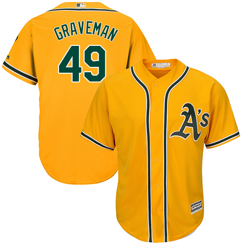 Youth Majestic Oakland Athletics #49 Kendall Graveman Authentic Gold Alternate 2 Cool Base MLB Jersey