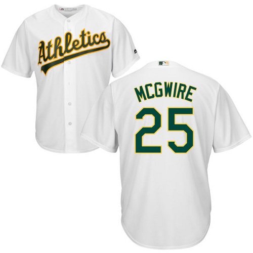 Youth Majestic Oakland Athletics #25 Mark McGwire Authentic White Home Cool Base MLB Jersey