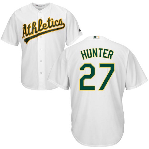 Youth Majestic Oakland Athletics #27 Catfish Hunter Authentic White Home Cool Base MLB Jersey