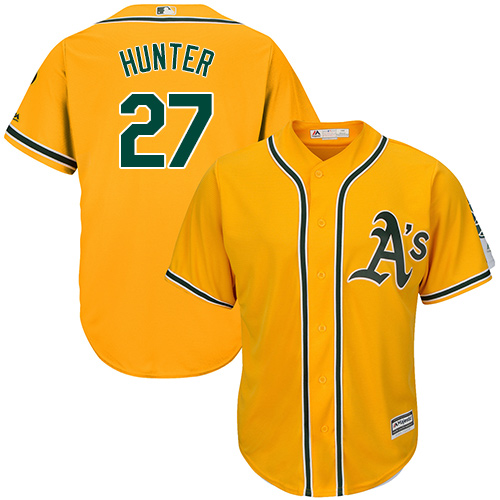 Youth Majestic Oakland Athletics #27 Catfish Hunter Authentic Gold Alternate 2 Cool Base MLB Jersey