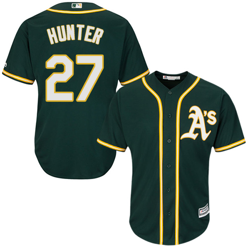 Youth Majestic Oakland Athletics #27 Catfish Hunter Authentic Green Alternate 1 Cool Base MLB Jersey