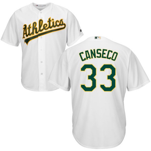 Youth Majestic Oakland Athletics #33 Jose Canseco Authentic White Home Cool Base MLB Jersey