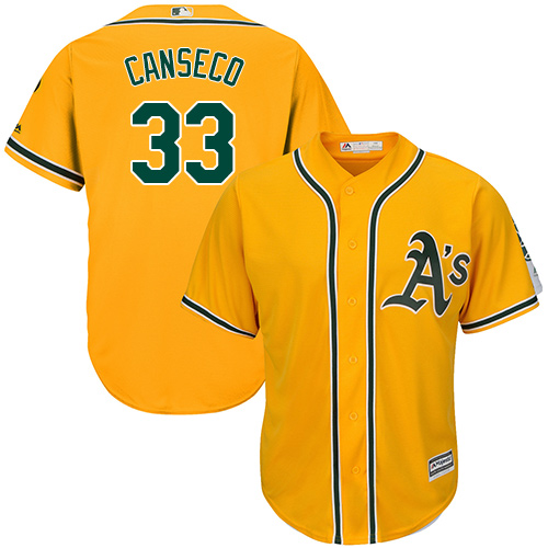 Youth Majestic Oakland Athletics #33 Jose Canseco Replica Gold Alternate 2 Cool Base MLB Jersey