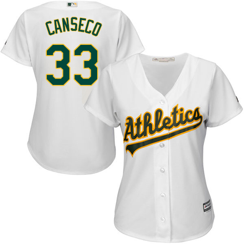 Women's Majestic Oakland Athletics #33 Jose Canseco Authentic White Home Cool Base MLB Jersey