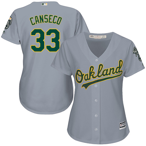 Women's Majestic Oakland Athletics #33 Jose Canseco Replica Grey Road Cool Base MLB Jersey