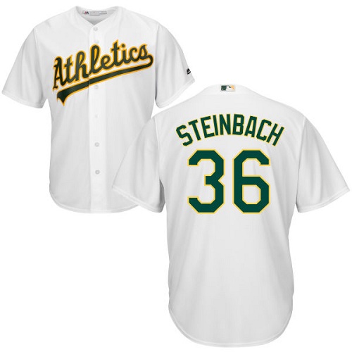 Youth Majestic Oakland Athletics #36 Terry Steinbach Replica White Home Cool Base MLB Jersey