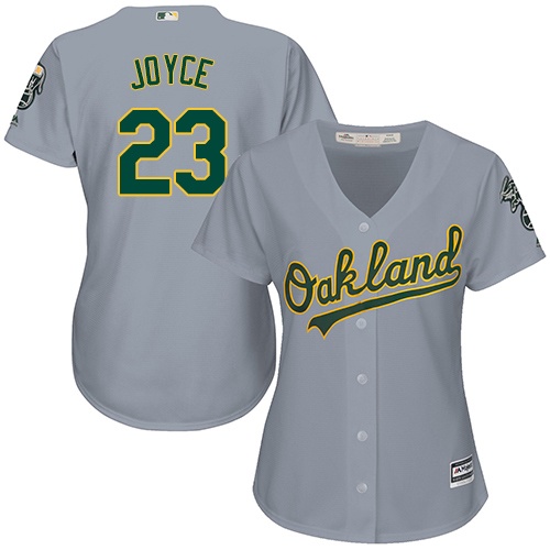 Women's Majestic Oakland Athletics #23 Matt Joyce Authentic Grey Road Cool Base MLB Jersey