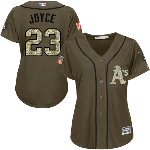 Women's Majestic Oakland Athletics #23 Matt Joyce Authentic Green Salute to Service MLB Jersey
