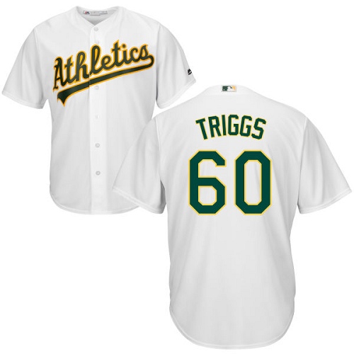 Youth Majestic Oakland Athletics #60 Andrew Triggs Authentic White Home Cool Base MLB Jersey