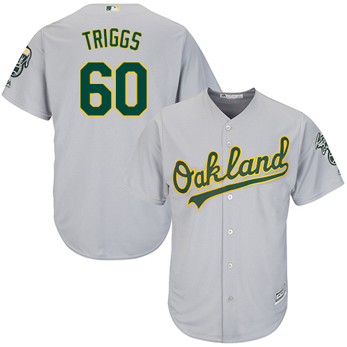 Youth Majestic Oakland Athletics #60 Andrew Triggs Authentic Grey Road Cool Base MLB Jersey