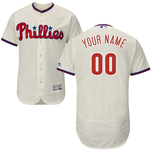 Men's Majestic Philadelphia Phillies Customized Authentic Cream Alternate Home Cool Base MLB Jersey
