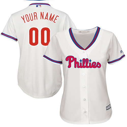 Women's Majestic Philadelphia Phillies Customized Authentic Cream Alternate Cool Base MLB Jersey