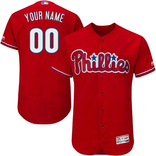 Men's Majestic Philadelphia Phillies Customized Authentic Red Alternate Home Cool Base MLB Jersey