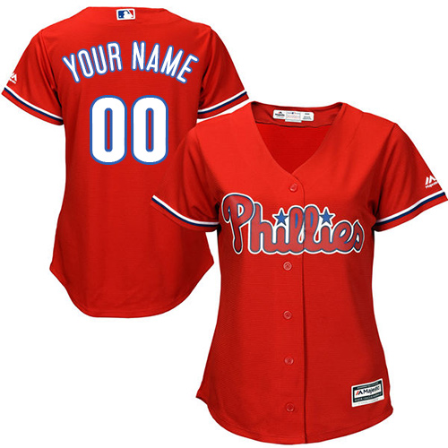 Women's Majestic Philadelphia Phillies Customized Authentic Red Alternate Cool Base MLB Jersey