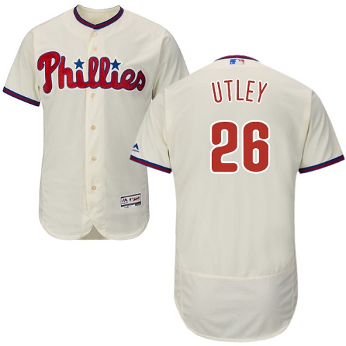 Men's Majestic Philadelphia Phillies #26 Chase Utley Authentic Cream Alternate Cool Base MLB Jersey