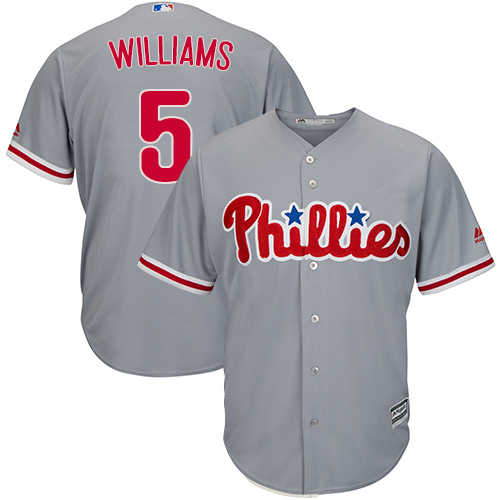 Men's Majestic Philadelphia Phillies #5 Nick Williams Replica Grey Road Cool Base MLB Jersey