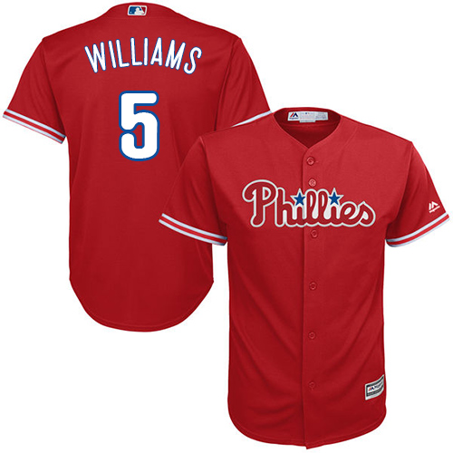 Youth Majestic Philadelphia Phillies #5 Nick Williams Authentic Red Alternate Cool Base MLB Jersey