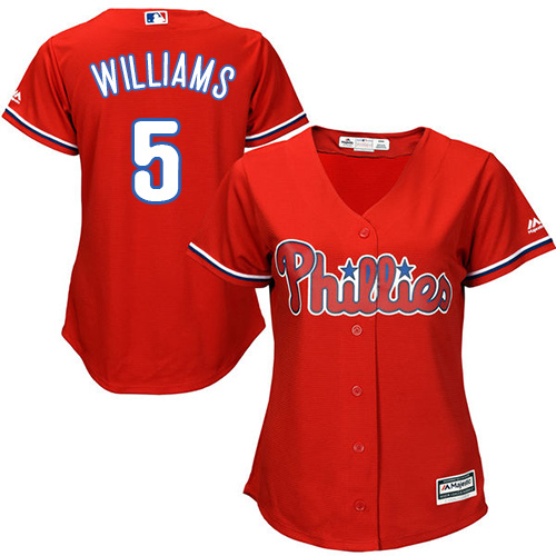 Women's Majestic Philadelphia Phillies #5 Nick Williams Authentic Red Alternate Cool Base MLB Jersey