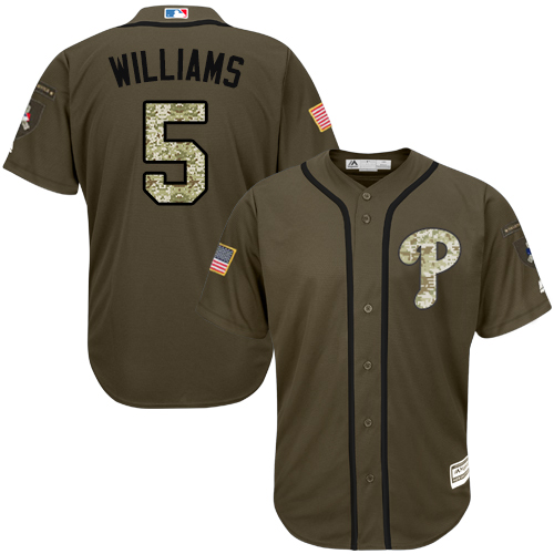 Men's Majestic Philadelphia Phillies #5 Nick Williams Authentic Green Salute to Service MLB Jersey