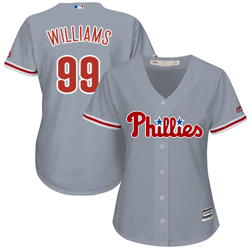 Women's Majestic Philadelphia Phillies #99 Mitch Williams Replica Grey Road Cool Base MLB Jersey