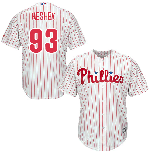 Men's Majestic Philadelphia Phillies #17 Pat Neshek Replica White/Red Strip Home Cool Base MLB Jersey