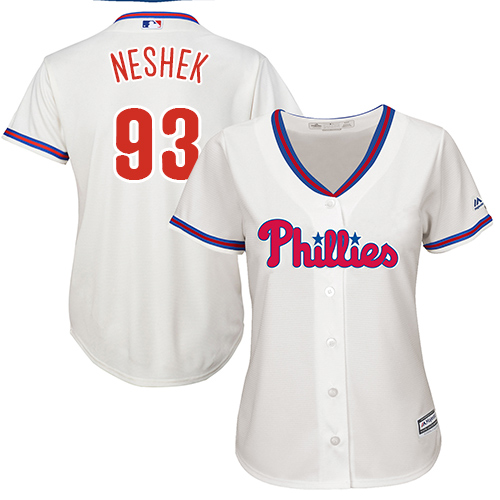 Women's Majestic Philadelphia Phillies #17 Pat Neshek Authentic Cream Alternate Cool Base MLB Jersey