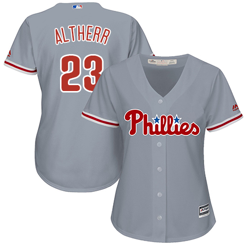 Women's Majestic Philadelphia Phillies #23 Aaron Altherr Authentic Grey Road Cool Base MLB Jersey