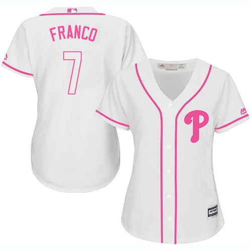 Women's Majestic Philadelphia Phillies #7 Maikel Franco Authentic White Fashion Cool Base MLB Jersey